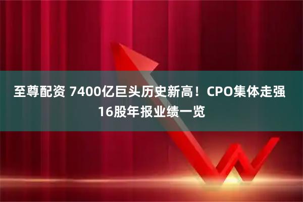 至尊配资 7400亿巨头历史新高！CPO集体走强 16股年报业绩一览