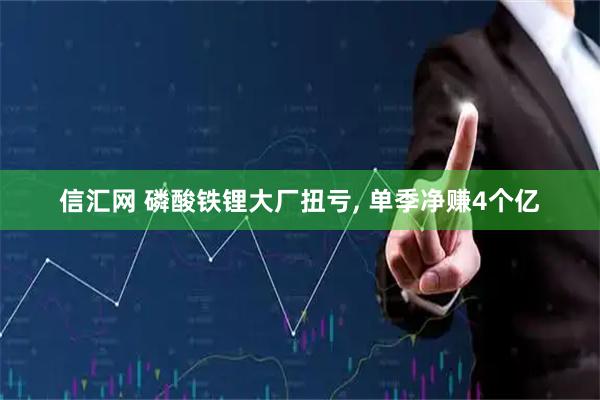 信汇网 磷酸铁锂大厂扭亏, 单季净赚4个亿