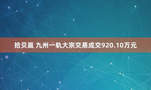 拾贝赢 九州一轨大宗交易成交920.10万元