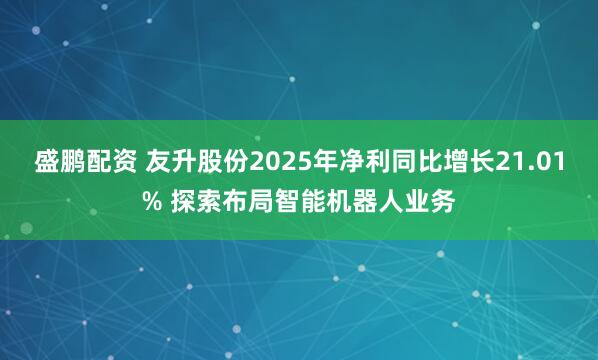 盛鹏配资 友升股份2025年净利同比增长21.01% 探索布局智能机器人业务